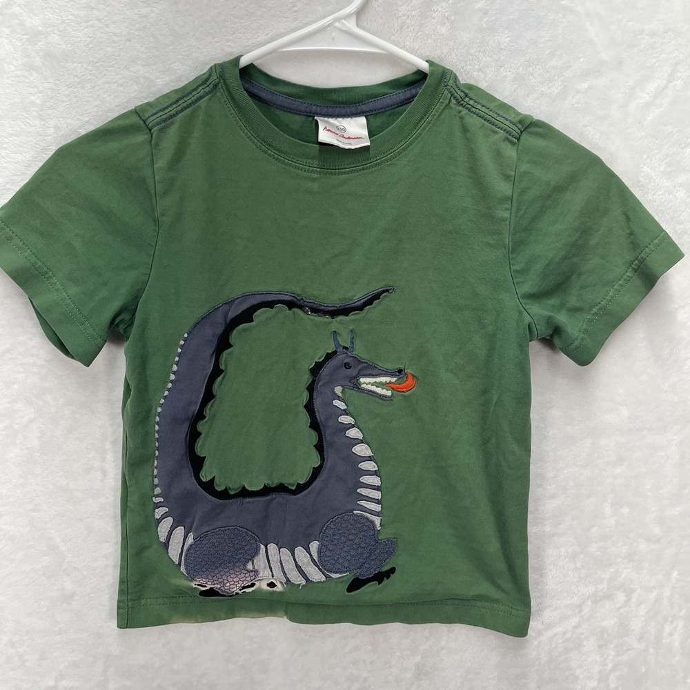 Hanna Andersson Embroidered Shirt Boys 5 Dragon Applique Summer